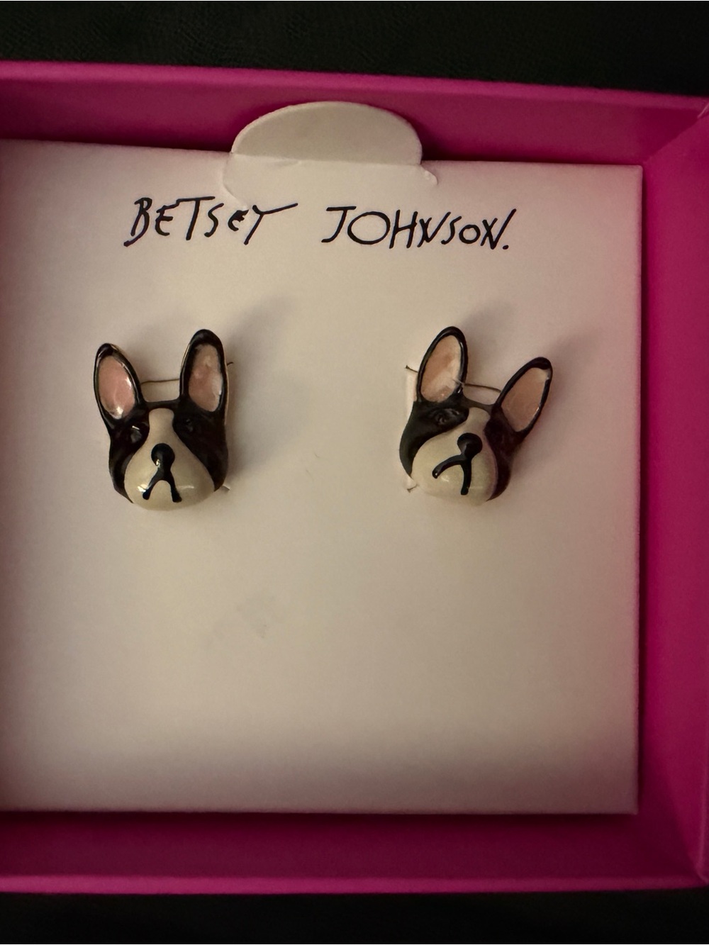 Betsey Johnson French Bulldog/Boston Terrier Stud Earrings